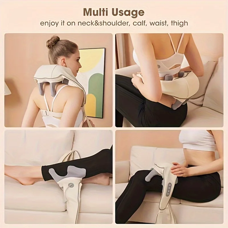 Electric Neck Shoulder Massager Wireless Trapezius Muscles Back Massage Pillow Cervical Back Massage Shawl for Parents Gifts