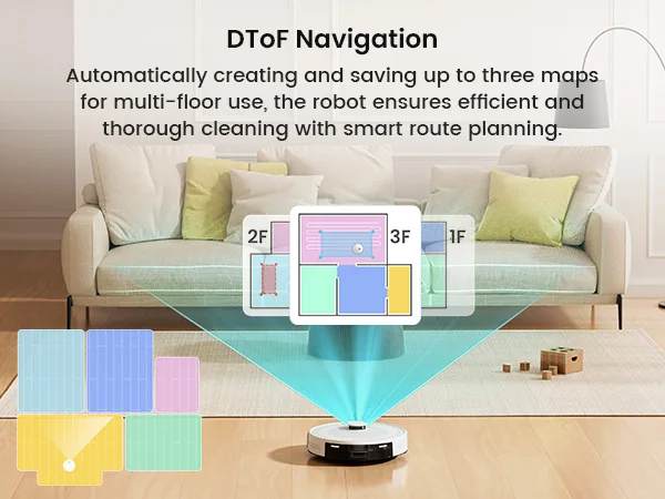 LEFANT M2 Robot Vacuum Cleaner, Laser Navigation dToF, 6000Pa, Anti-Tangle, Selected Area Cleaning, Ideal for Pet Hair, Carpets
