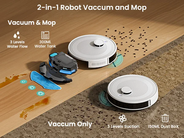 LEFANT M2 Robot Vacuum Cleaner, Laser Navigation dToF, 6000Pa, Anti-Tangle, Selected Area Cleaning, Ideal for Pet Hair, Carpets