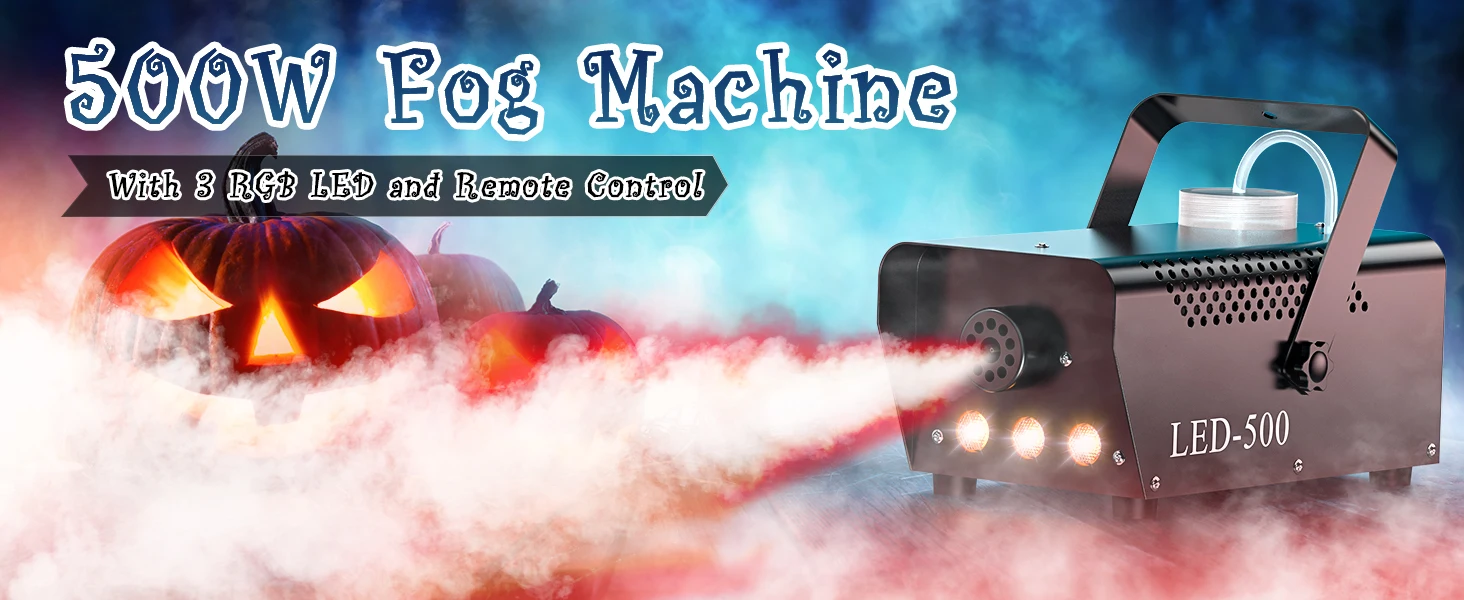 LeLeght 500W RGB LED Colorful Smoke Machine LED Remote Fogger Ejector for Disco DJ Show Wedding Stage Light Effects Fog Machine