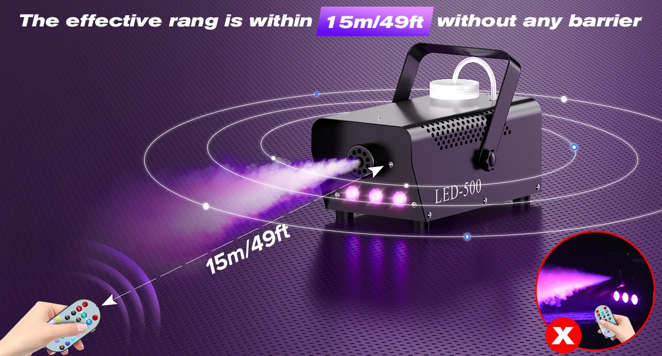 LeLeght 500W RGB LED Colorful Smoke Machine LED Remote Fogger Ejector for Disco DJ Show Wedding Stage Light Effects Fog Machine