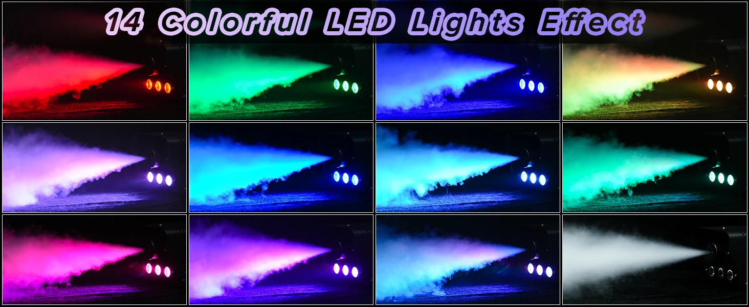 LeLeght 500W RGB LED Colorful Smoke Machine LED Remote Fogger Ejector for Disco DJ Show Wedding Stage Light Effects Fog Machine