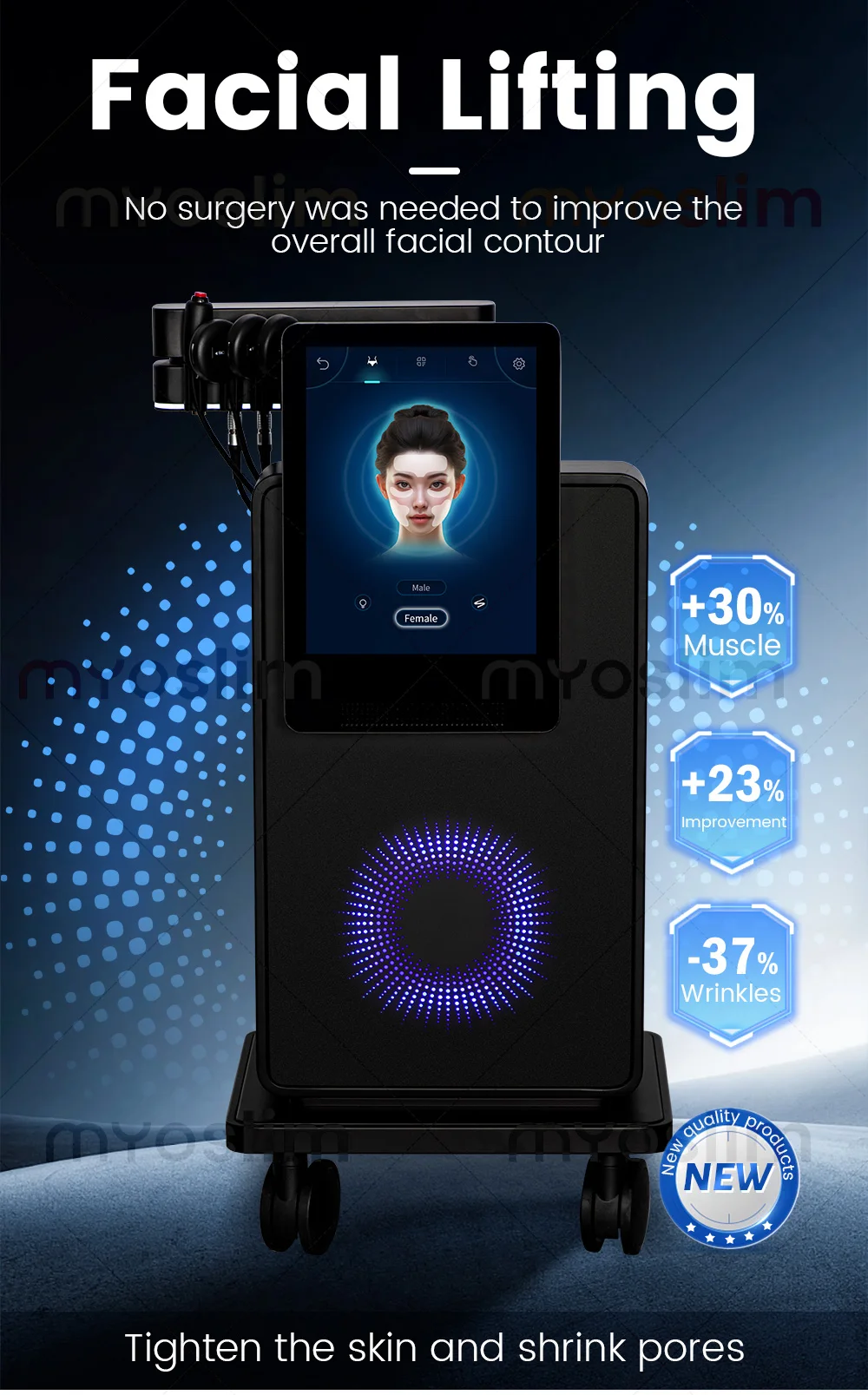 MYOslim Facial EMS Massage Lifting Firming Anti-Wrinkle Remove Double Chin Microcurrent Massager SPA Skin Care Home Appliance