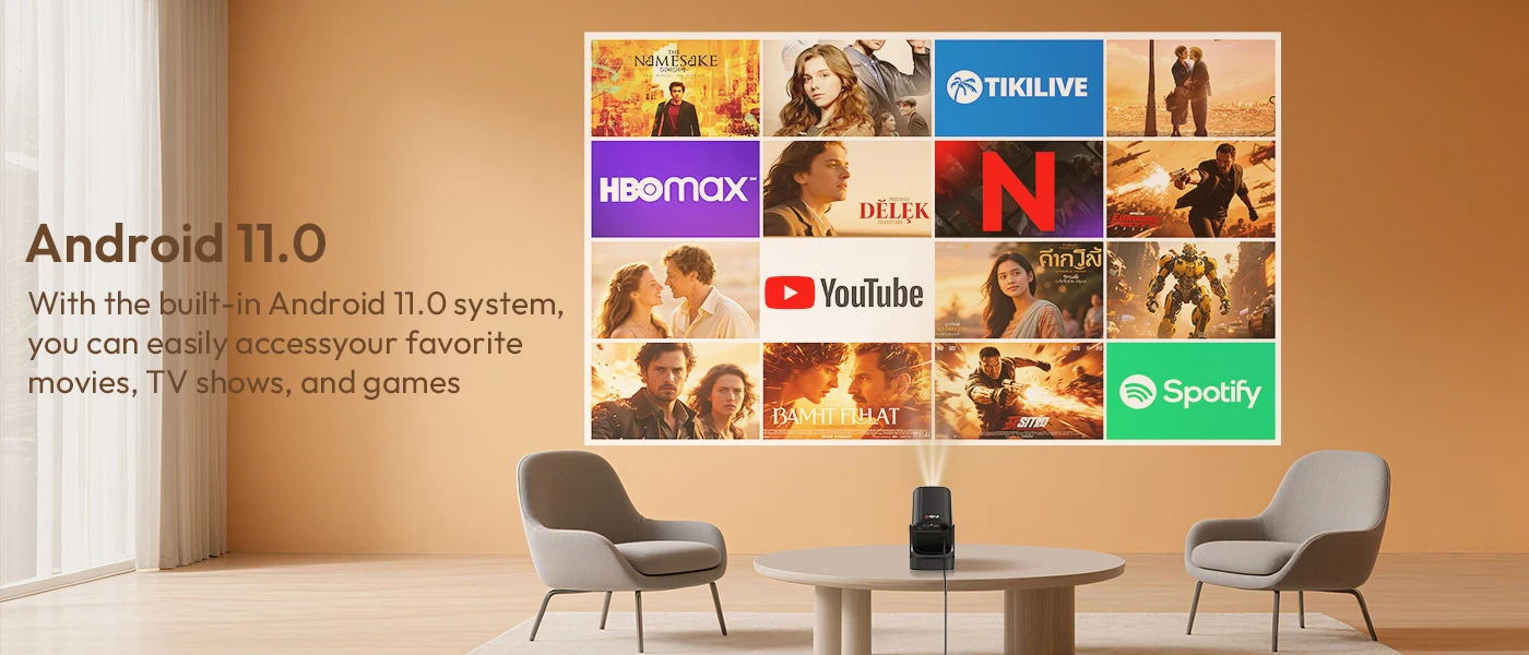 XGODY 4K HD 300ANSI Projector Cinema Bluetooth WiFi 1080P Android Home Theater Smart