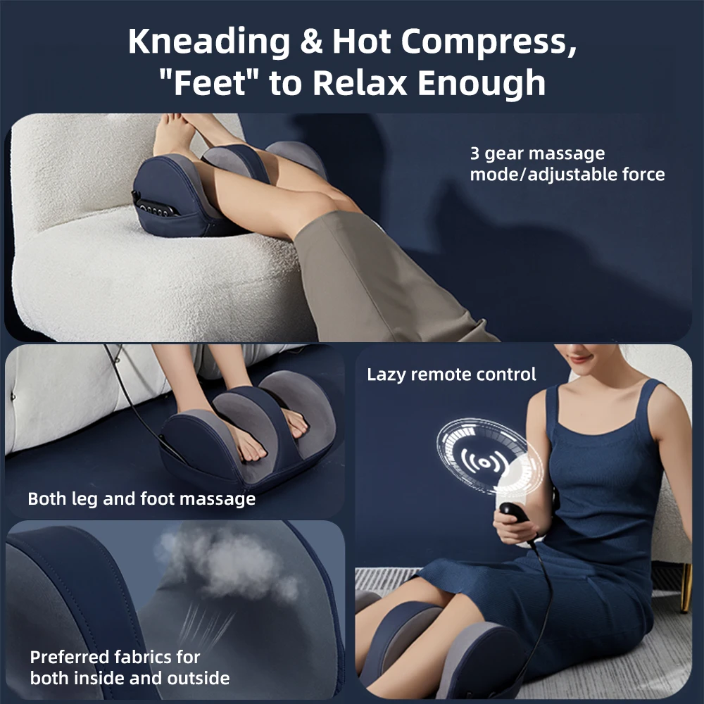 Electric Leg Massager Heating Therapy Hot Compress Shiatsu Kneading Roller Muscle Relaxation Pain Relief Foot Spa Machine