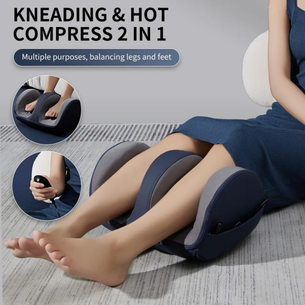 Electric Leg Massager Heating Therapy Hot Compress Shiatsu Kneading Roller Muscle Relaxation Pain Relief Foot Spa Machine