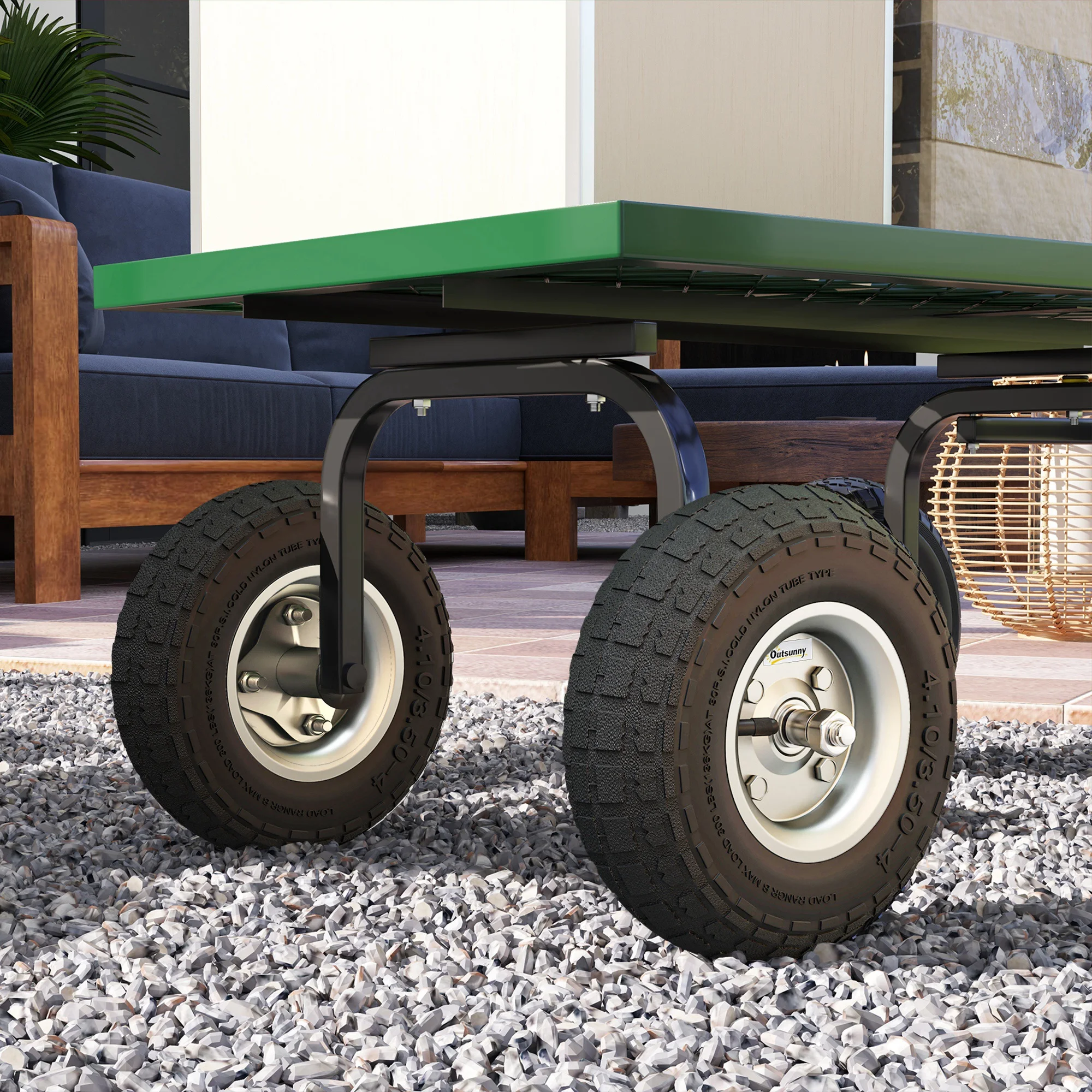 Outsunny Set of 4 Pneumatic Wheels, 10" Wheelbarrow Wheels, Replacement for Barn Carts, Black