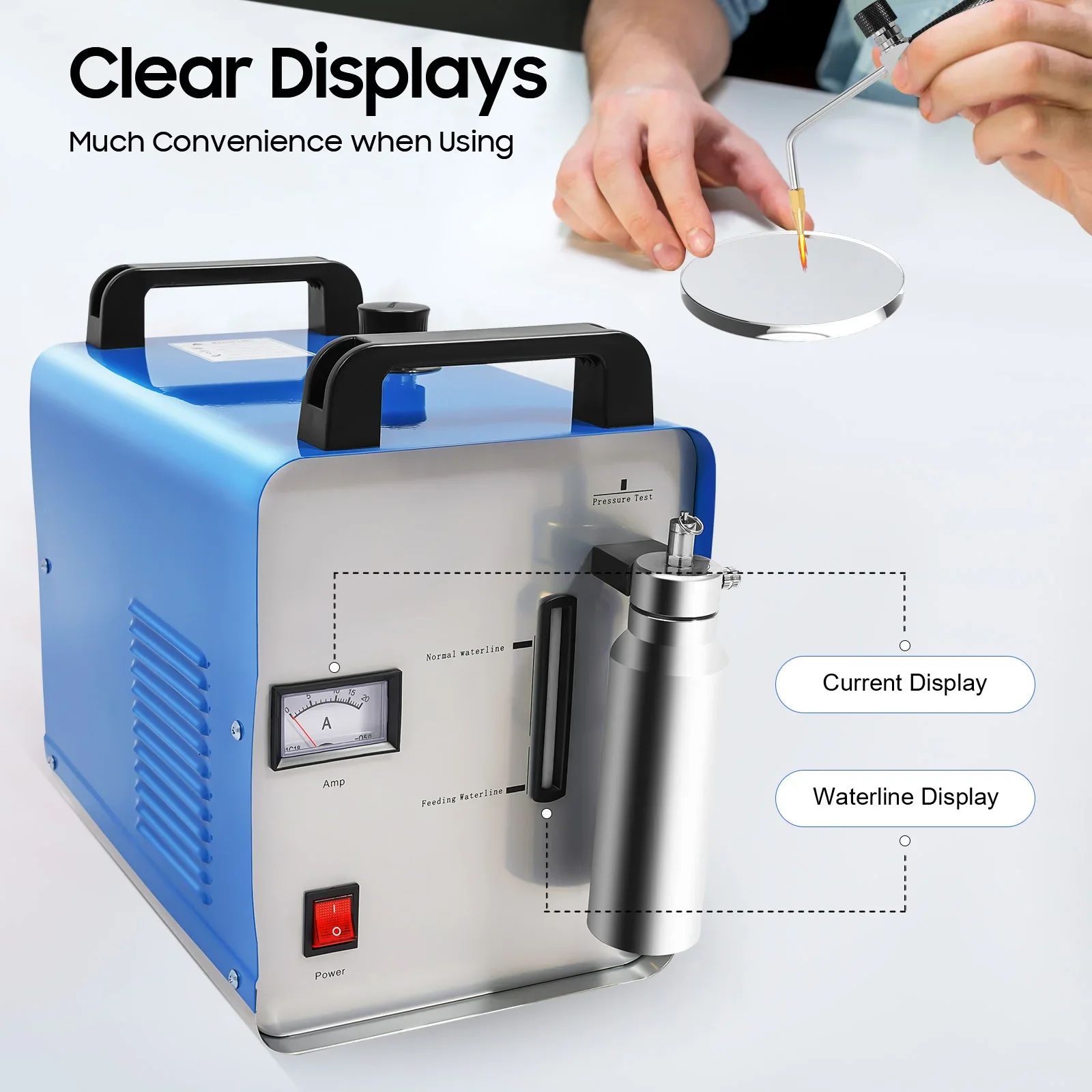 220V Hydrogen Oxygen Flame Polisher, H160/H180 75L/H/95L/H Acrylic Polishing Machine HHO Generator Water Welder with Flame Gun