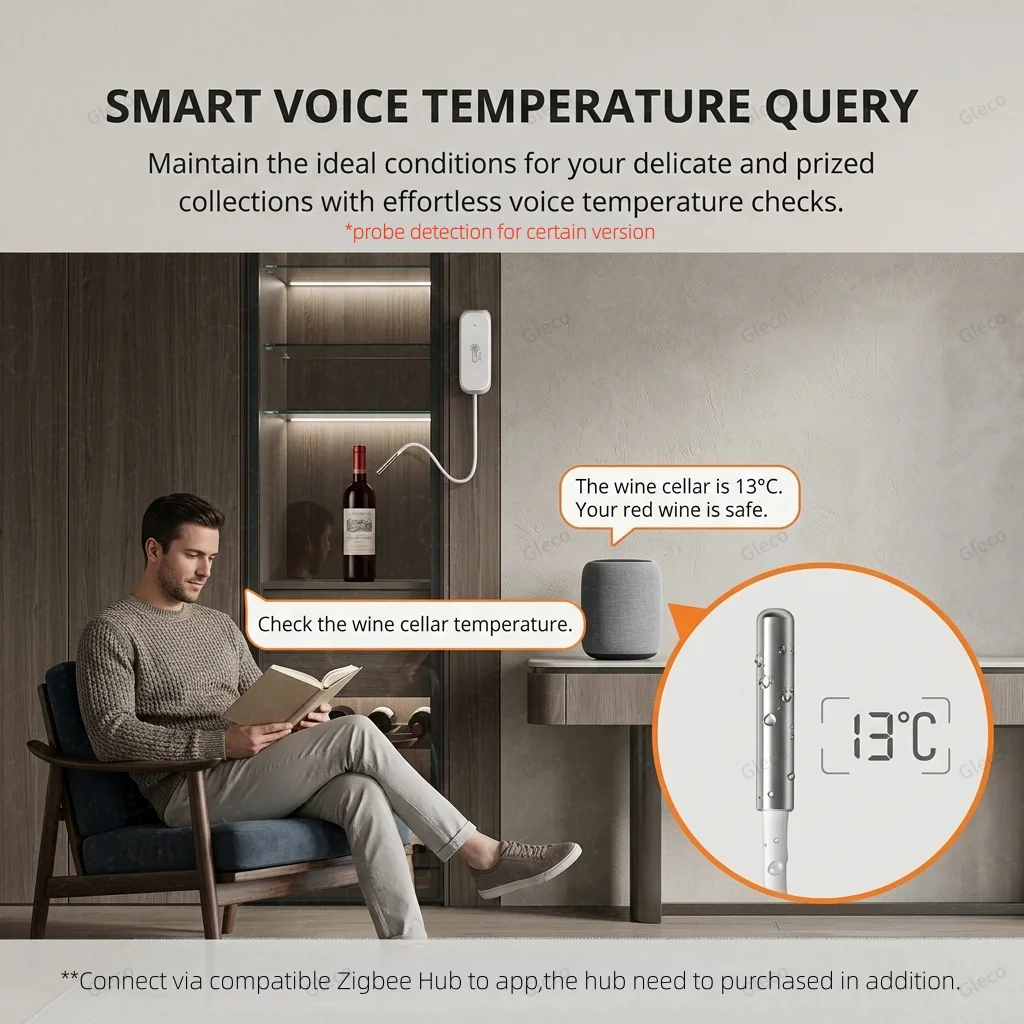 Zigbee 3.0 Temperature Humidity Sensor With External Probe Optional Liquid Air Temp Tracking For Zigbee2MQTT Home Automation