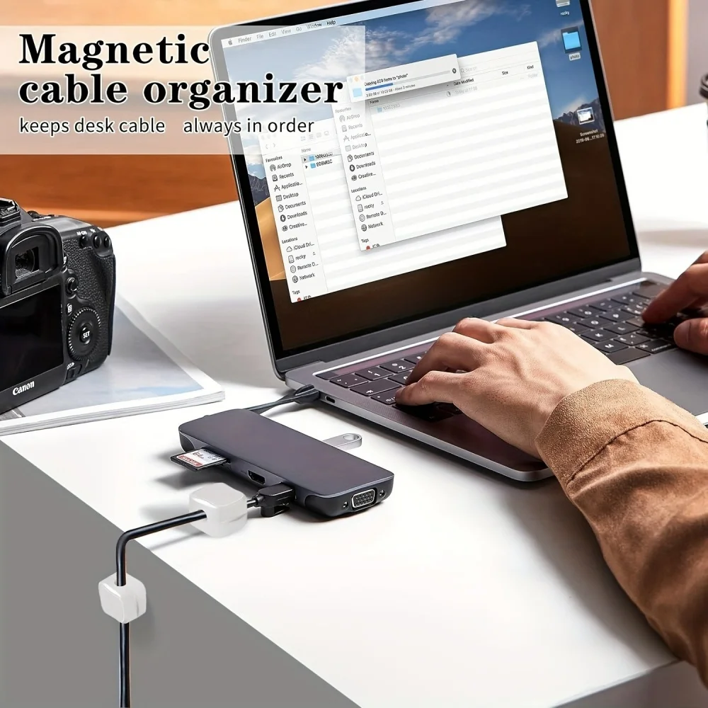 1/3/6 PCS Cable Management Magnetic Cable Organizer Wire Keeper Wall Data Cable Clips Winder Adjustable Cord Holder Under Desk