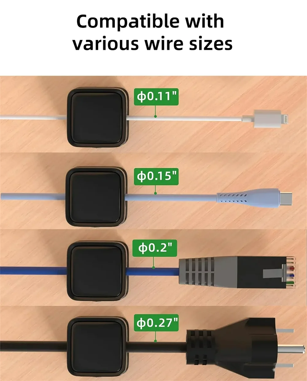 1/3/6 PCS Cable Management Magnetic Cable Organizer Wire Keeper Wall Data Cable Clips Winder Adjustable Cord Holder Under Desk