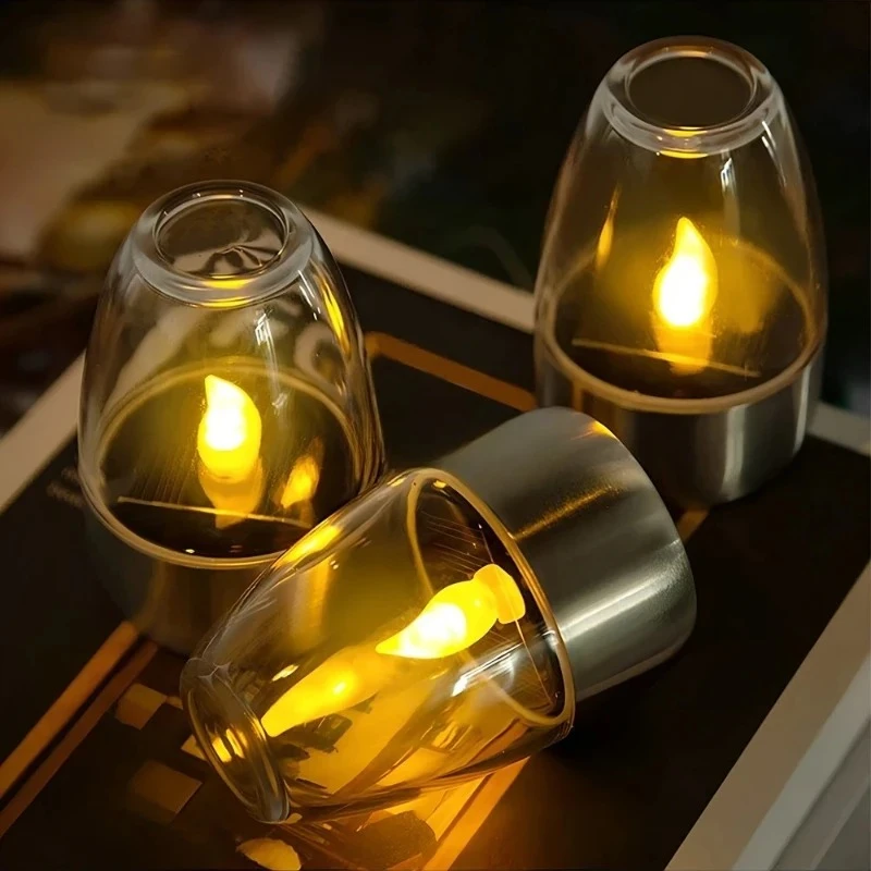 LED Solar Candles Light Flameless Rechargeable Night Light For Wedding Party Garden Decor Outdoor Waterproof Solar Candles Lamp