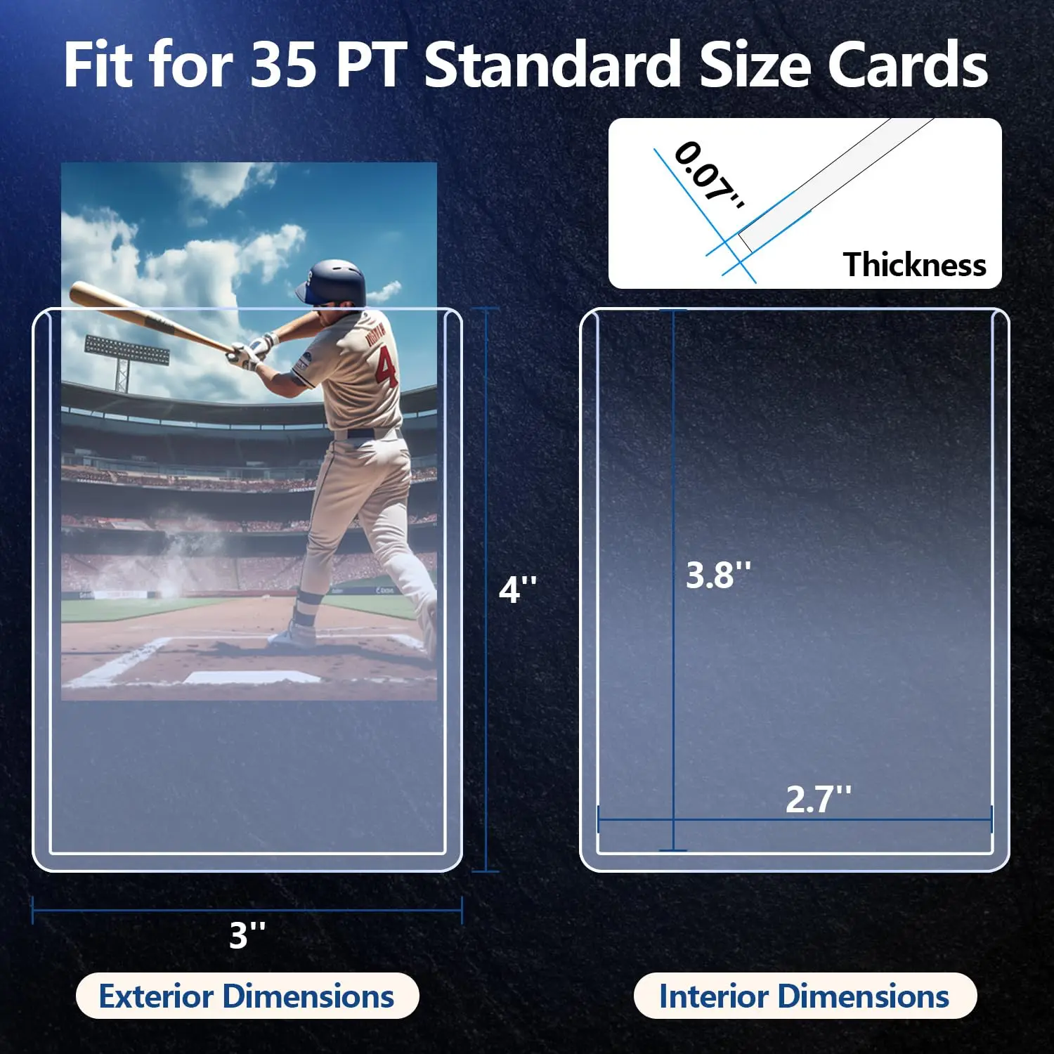 25-100pcs 3" x 4" Hard Card Sleeve Clear Anti Scratch Protector For TCG Game Trading Card Baseball Sports Card Protect Toploader