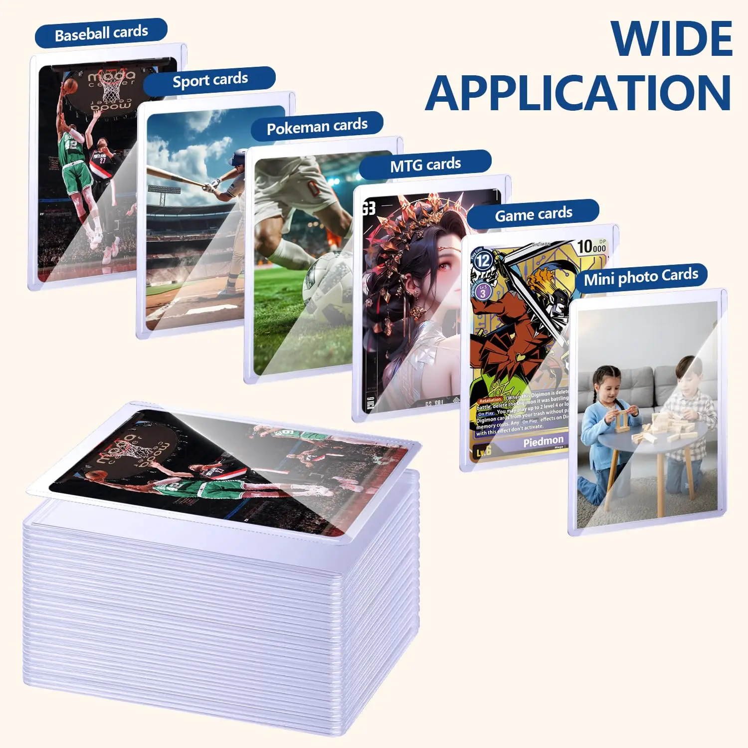 25-100pcs 3" x 4" Hard Card Sleeve Clear Anti Scratch Protector For TCG Game Trading Card Baseball Sports Card Protect Toploader
