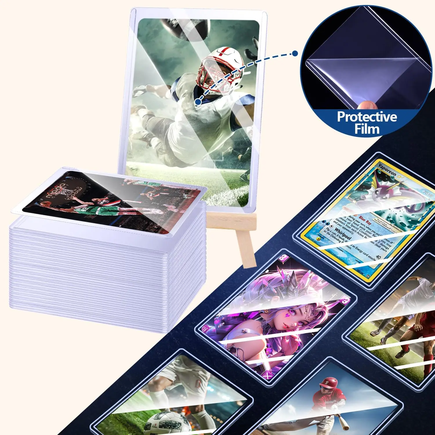 25-100pcs 3" x 4" Hard Card Sleeve Clear Anti Scratch Protector For TCG Game Trading Card Baseball Sports Card Protect Toploader