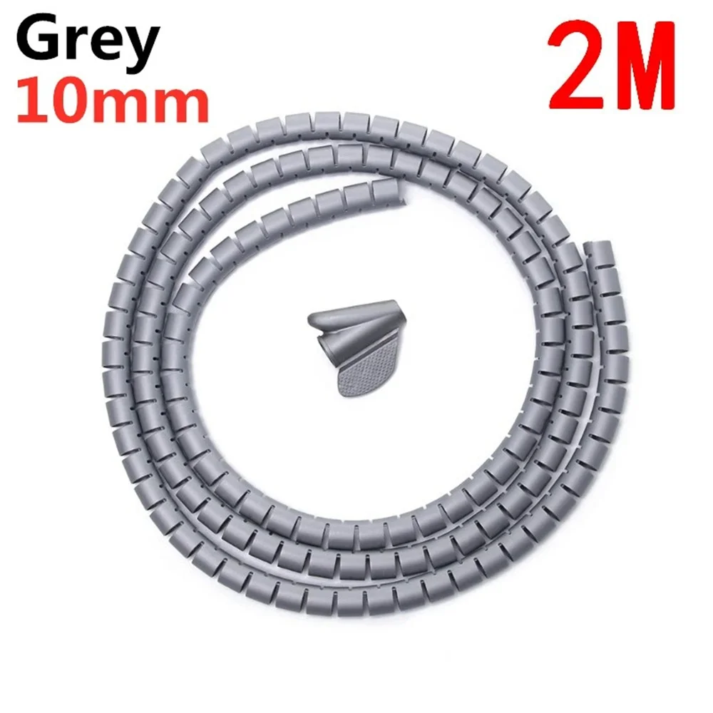 2M Cable Tube Clip Cable Organizer Flexible Spiral Wire Protector Computer Cord Protective Tube Clip Desk Tidy Management Tools
