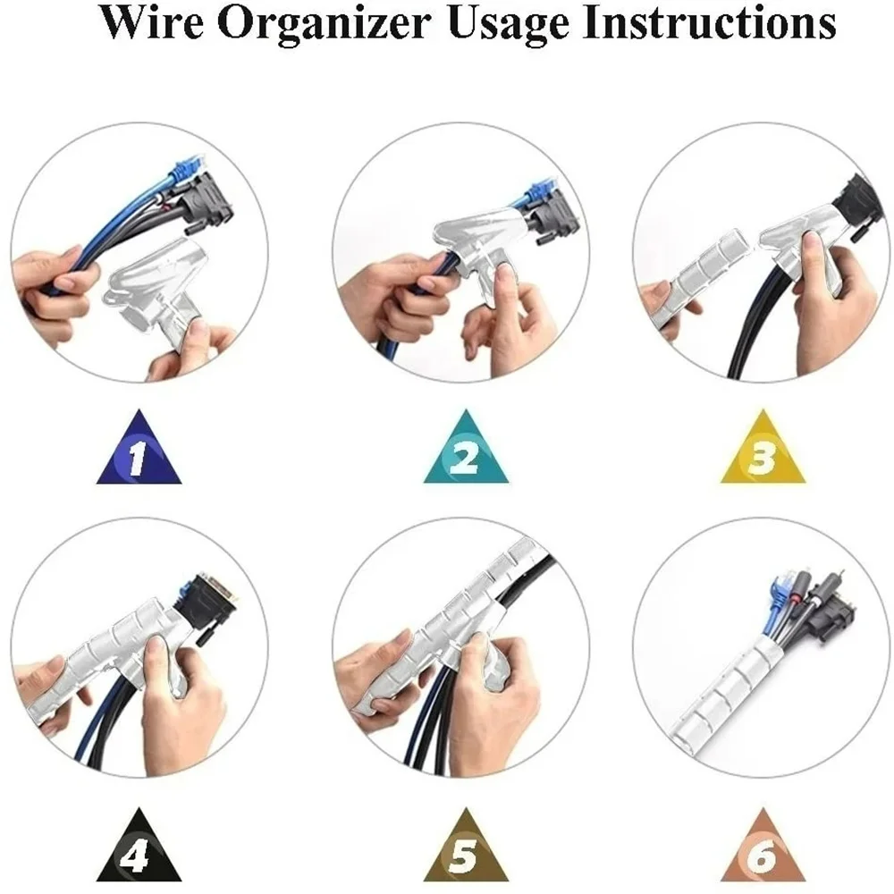 2M Cable Tube Clip Cable Organizer Flexible Spiral Wire Protector Computer Cord Protective Tube Clip Desk Tidy Management Tools