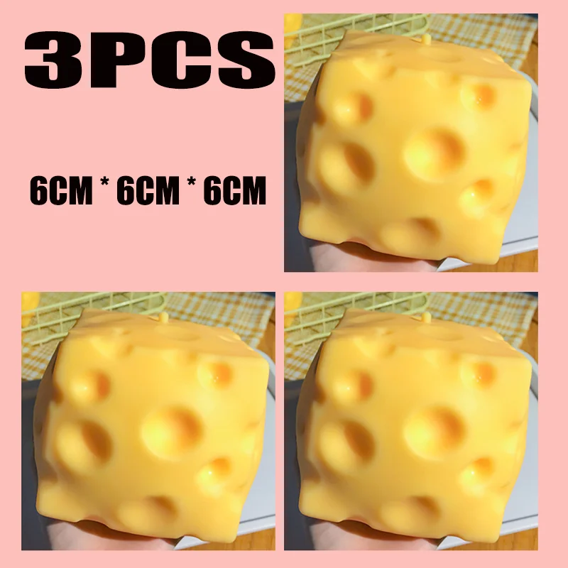 1-5PCS Jumbo Cheese Cube Stress Ball Shapeable Squeeze Decor Non-Bounce ASMR Sensory Anti-Stress Relief Gadget Gifts 6/7/10/12CM