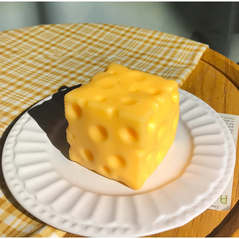 1-5PCS Jumbo Cheese Cube Stress Ball Shapeable Squeeze Decor Non-Bounce ASMR Sensory Anti-Stress Relief Gadget Gifts 6/7/10/12CM