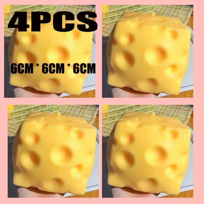 1-5PCS Jumbo Cheese Cube Stress Ball Shapeable Squeeze Decor Non-Bounce ASMR Sensory Anti-Stress Relief Gadget Gifts 6/7/10/12CM