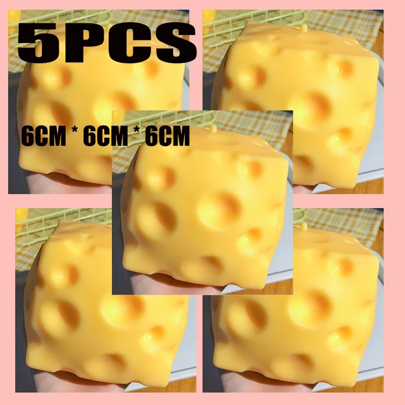 1-5PCS Jumbo Cheese Cube Stress Ball Shapeable Squeeze Decor Non-Bounce ASMR Sensory Anti-Stress Relief Gadget Gifts 6/7/10/12CM