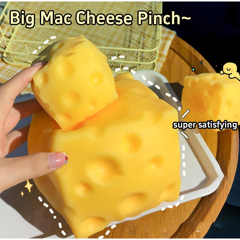 1-5PCS Jumbo Cheese Cube Stress Ball Shapeable Squeeze Decor Non-Bounce ASMR Sensory Anti-Stress Relief Gadget Gifts 6/7/10/12CM