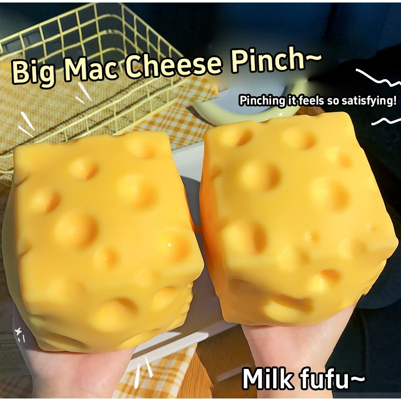 1-5PCS Jumbo Cheese Cube Stress Ball Shapeable Squeeze Decor Non-Bounce ASMR Sensory Anti-Stress Relief Gadget Gifts 6/7/10/12CM