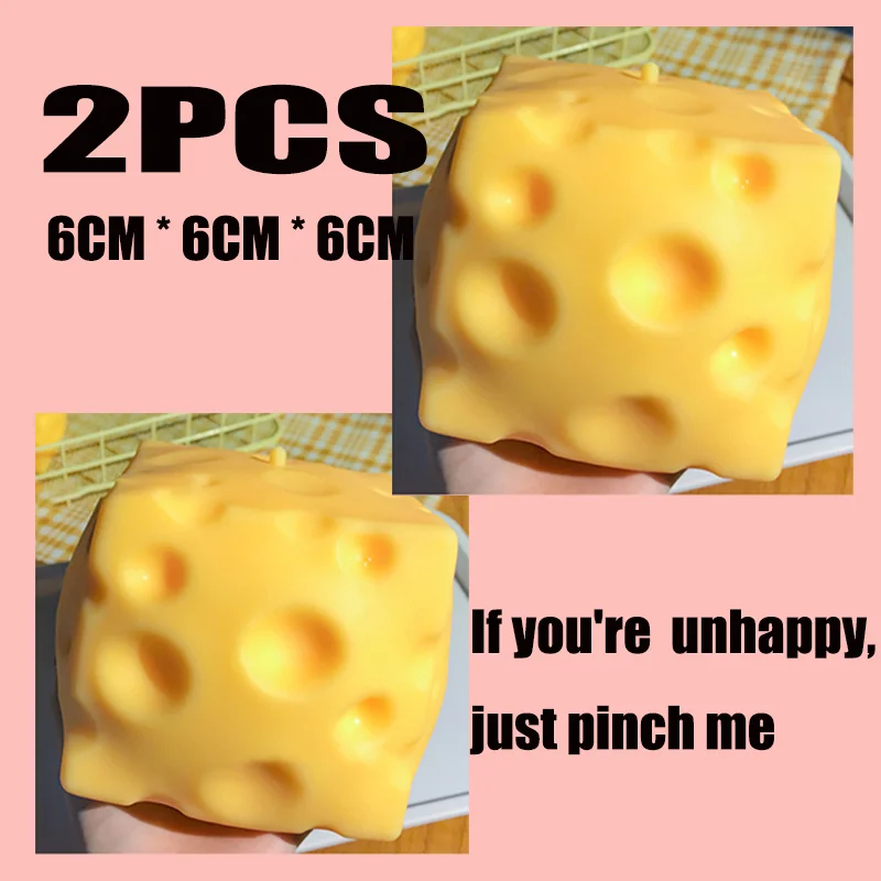 1-5PCS Jumbo Cheese Cube Stress Ball Shapeable Squeeze Decor Non-Bounce ASMR Sensory Anti-Stress Relief Gadget Gifts 6/7/10/12CM