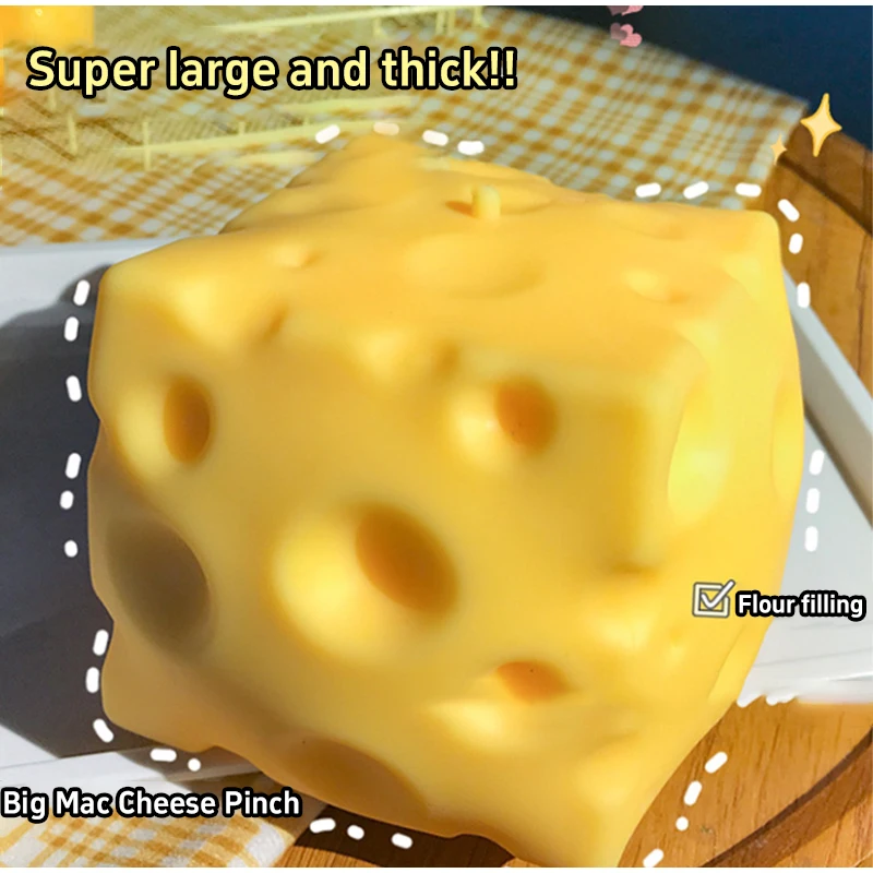 1-5PCS Jumbo Cheese Cube Stress Ball Shapeable Squeeze Decor Non-Bounce ASMR Sensory Anti-Stress Relief Gadget Gifts 6/7/10/12CM