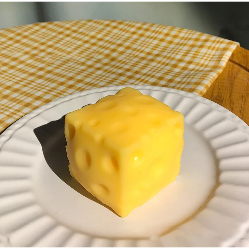 1-5PCS Jumbo Cheese Cube Stress Ball Shapeable Squeeze Decor Non-Bounce ASMR Sensory Anti-Stress Relief Gadget Gifts 6/7/10/12CM