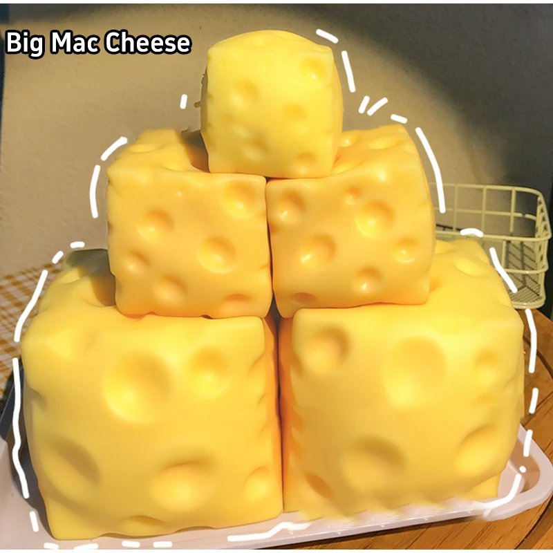 1-5PCS Jumbo Cheese Cube Stress Ball Shapeable Squeeze Decor Non-Bounce ASMR Sensory Anti-Stress Relief Gadget Gifts 6/7/10/12CM