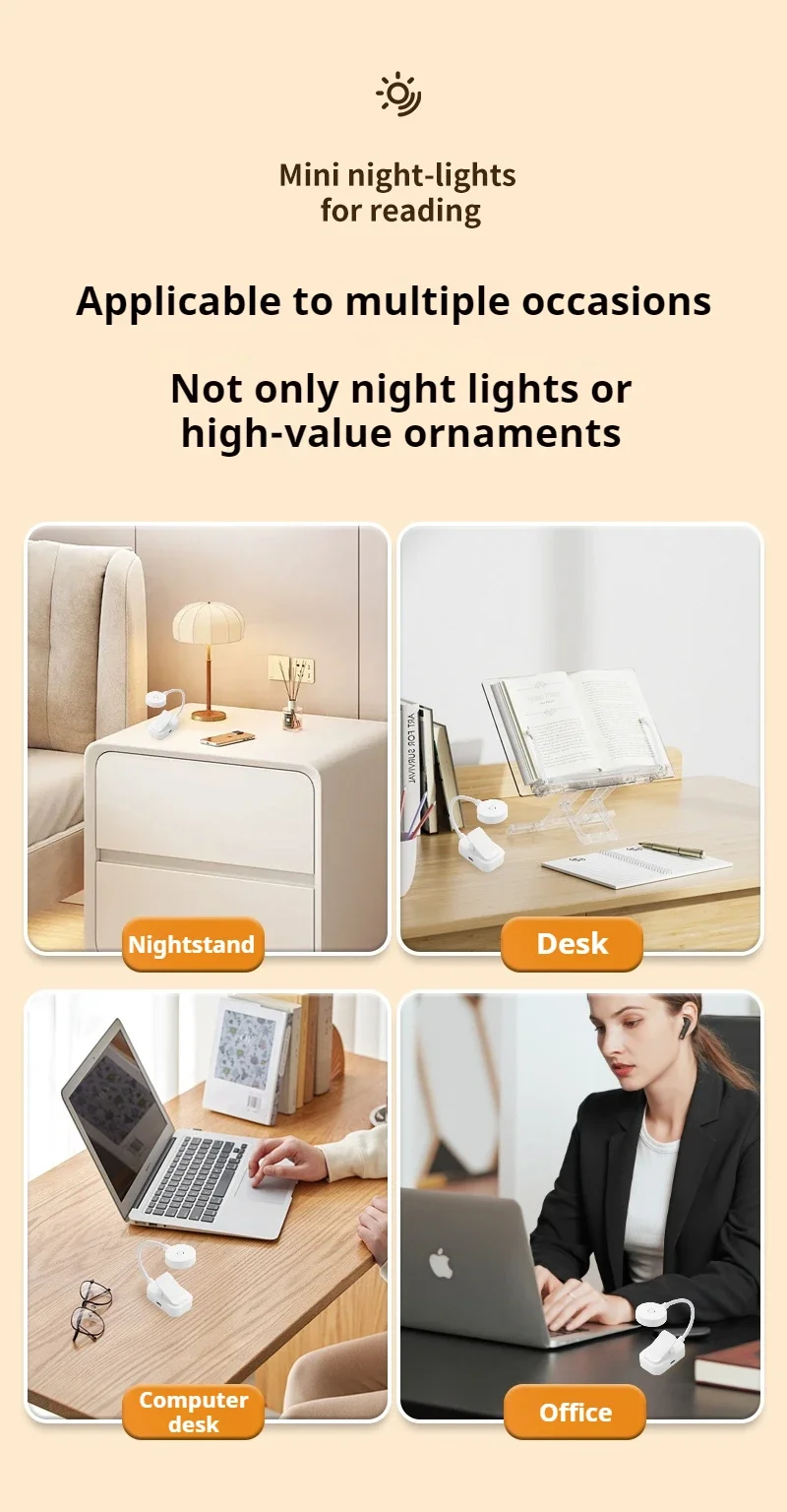 1pc Portable LED Clip-on Reading Light 3 Modes Adjustable Eye Protection Clip-On Study Reading Lamp for Travel Bedroom Book