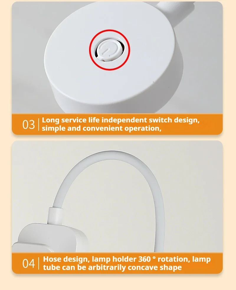 1pc Portable LED Clip-on Reading Light 3 Modes Adjustable Eye Protection Clip-On Study Reading Lamp for Travel Bedroom Book