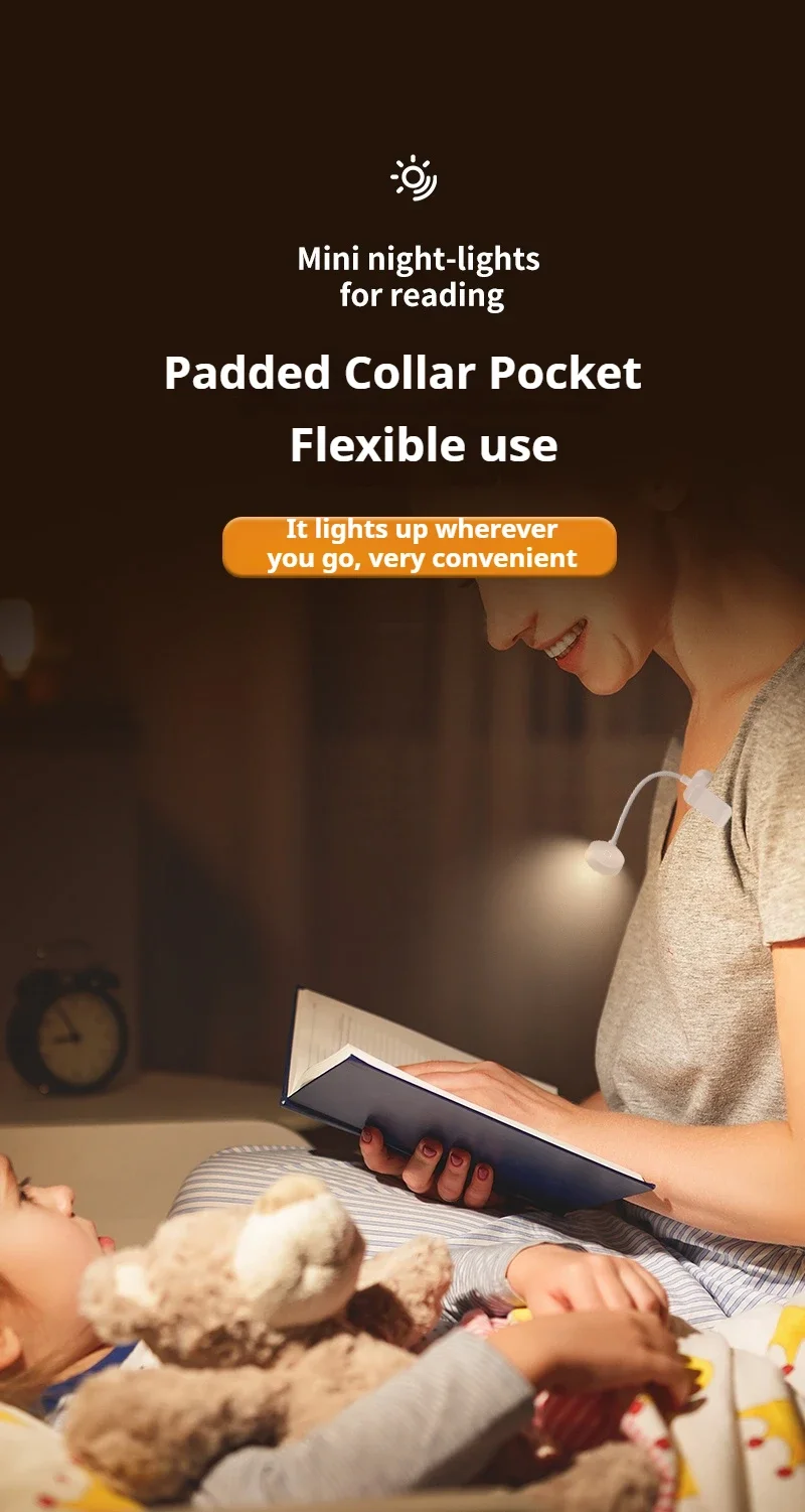 1pc Portable LED Clip-on Reading Light 3 Modes Adjustable Eye Protection Clip-On Study Reading Lamp for Travel Bedroom Book