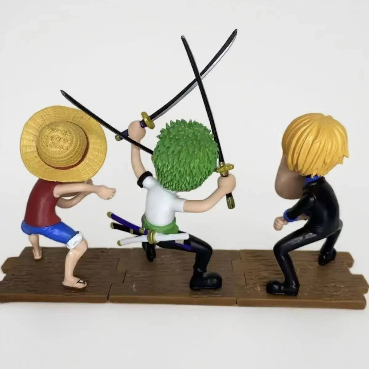 15cm One Piece Luffy Figures Three Captains Sanji Monkey D Luffy Roronoa Zoro Action Figure The Hungry Trio PVC Anime Model Toys