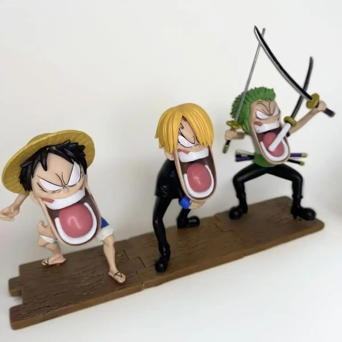 15cm One Piece Luffy Figures Three Captains Sanji Monkey D Luffy Roronoa Zoro Action Figure The Hungry Trio PVC Anime Model Toys