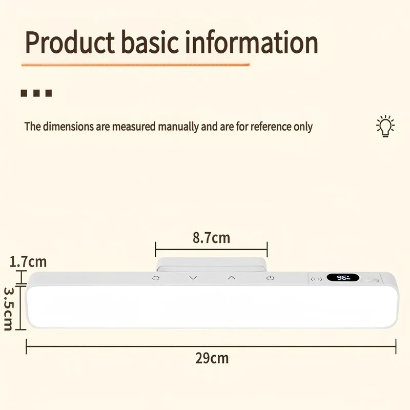 LED Table Lamp Magnetic Hanging USB Rechargeable Desk Lamp 3/5 Color Reading Light Dimmable Cabinet Closet Wardrobe Night Light
