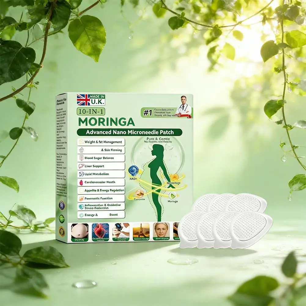 Moringa 10-in-1 Nano Microneedle Patch ≤0.3mm Moisturizing Firming Microdarts Technology Body Skin Care Sticker Unisex Daily Use