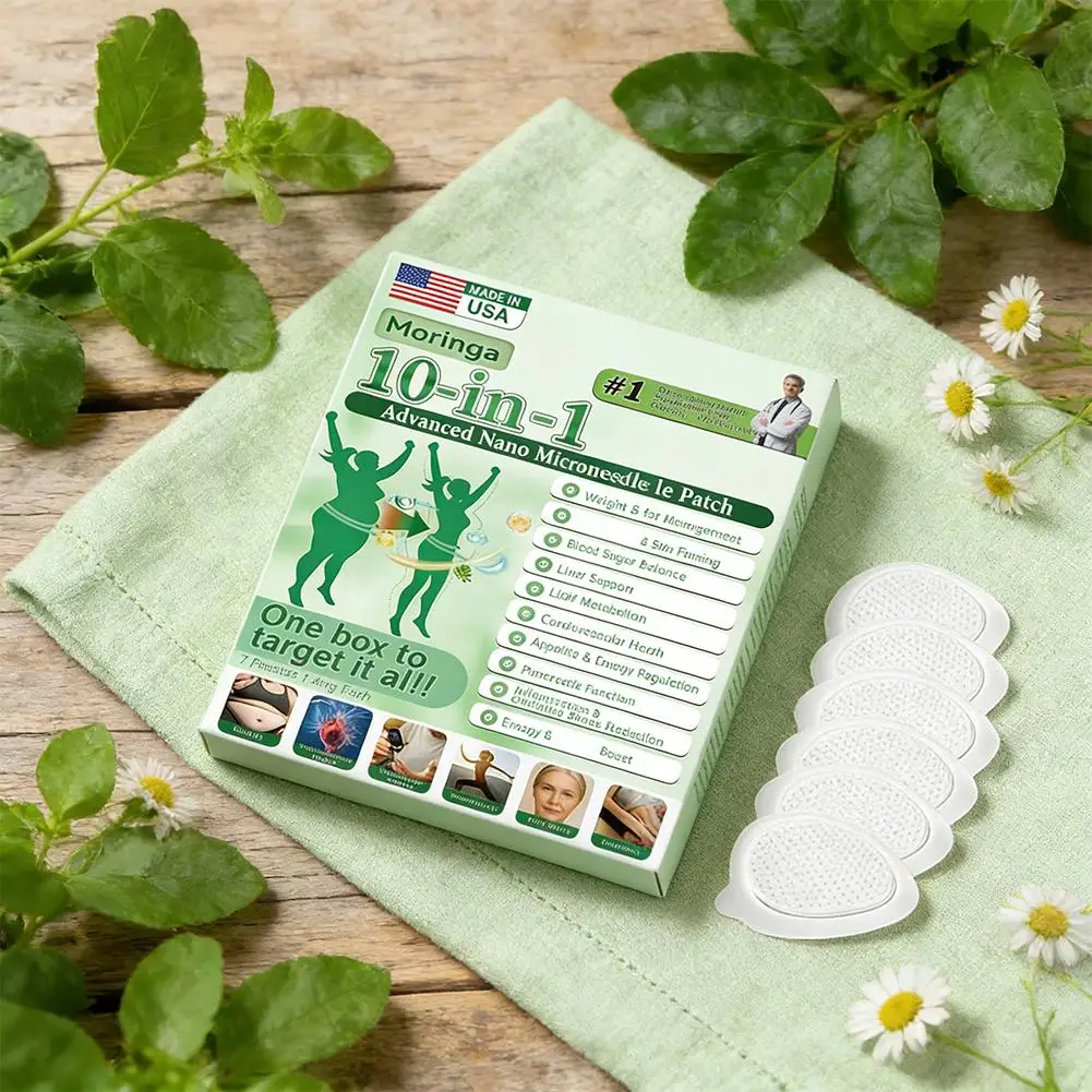 Moringa 10-in-1 Nano Microneedle Patch ≤0.3mm Moisturizing Firming Microdarts Technology Body Skin Care Sticker Unisex Daily Use