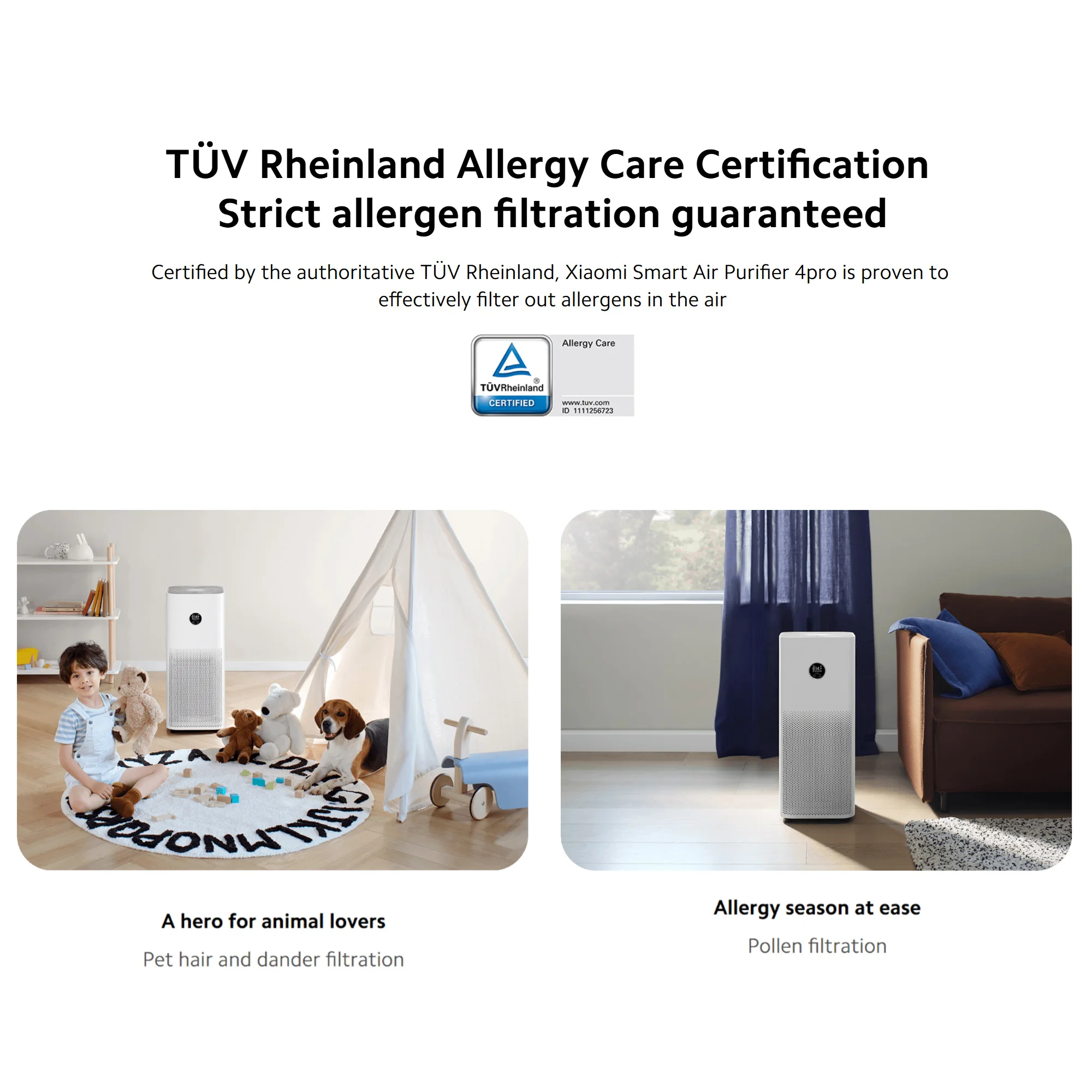 Xiaomi Smart Air Purifier 4 Pro, Aldehyde Removal Antibacterial Freshener Purifiers Home Air Cleaner Low Noise with Mi home APP