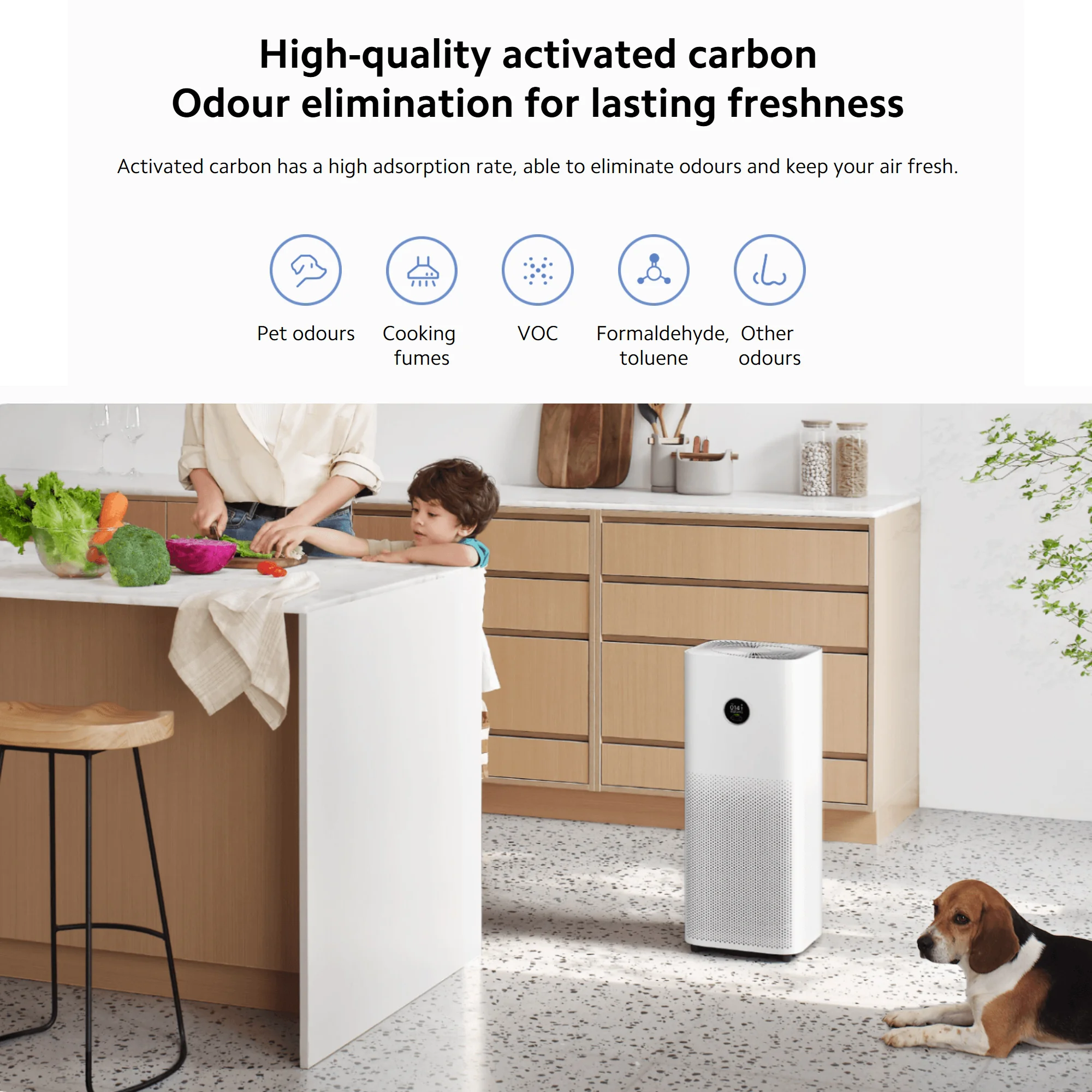 Xiaomi Smart Air Purifier 4 Pro, Aldehyde Removal Antibacterial Freshener Purifiers Home Air Cleaner Low Noise with Mi home APP