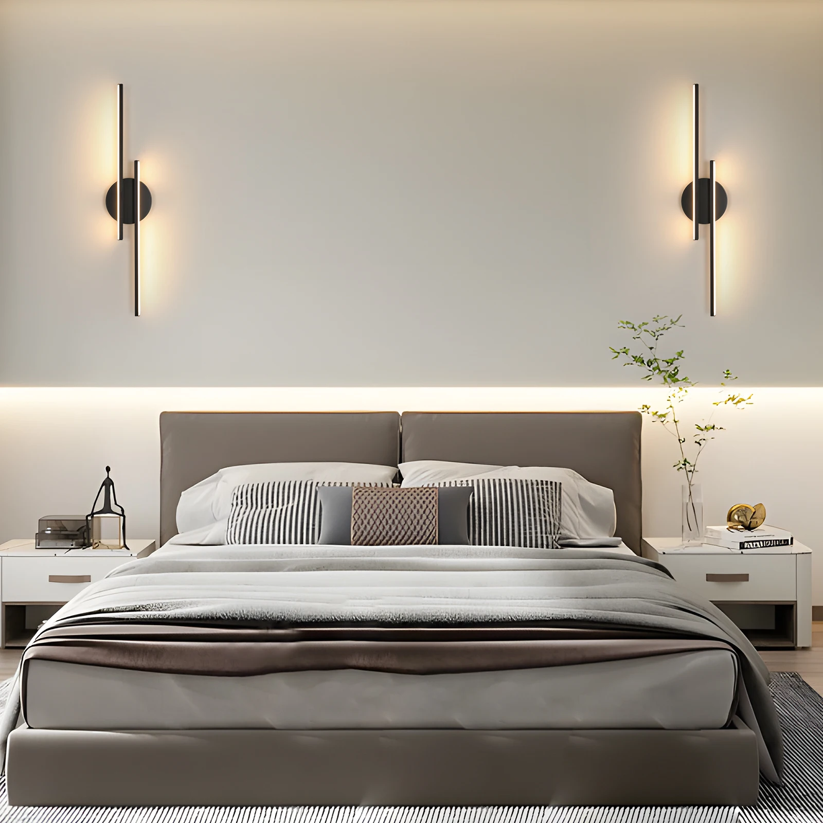 LED Wall Lights Modern, 24W Wall Lamp Indoor, Black Wall Sconce for Bedroom, Mirror, Living Room, Dining Room, Staircase 3000K