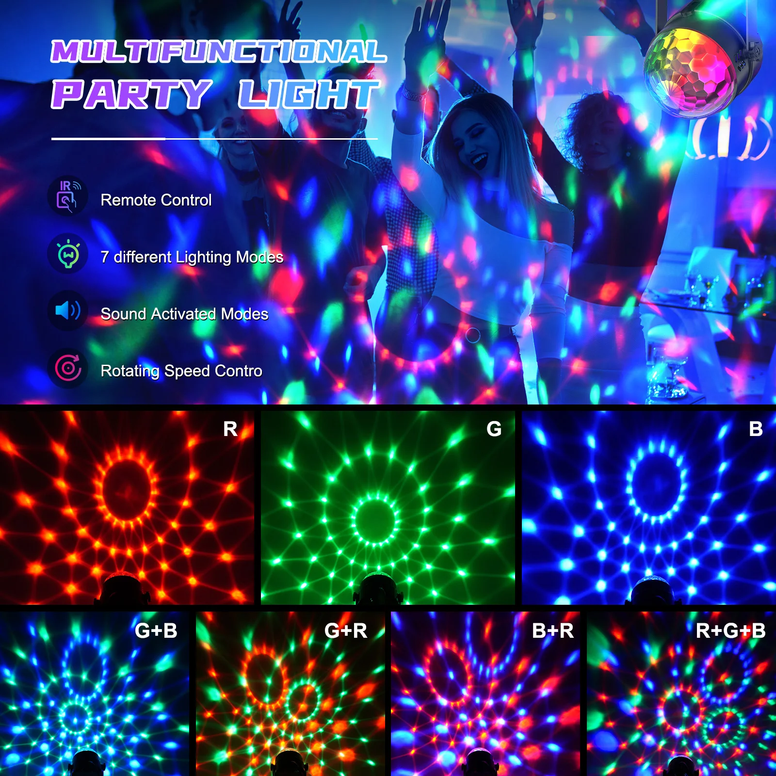 Datewink 2/4Pcs LED Magic Ball Light RGB Disco Ball Stage Lighting Effect Remote Control For DJ Disco Wedding Club Party Karaoke
