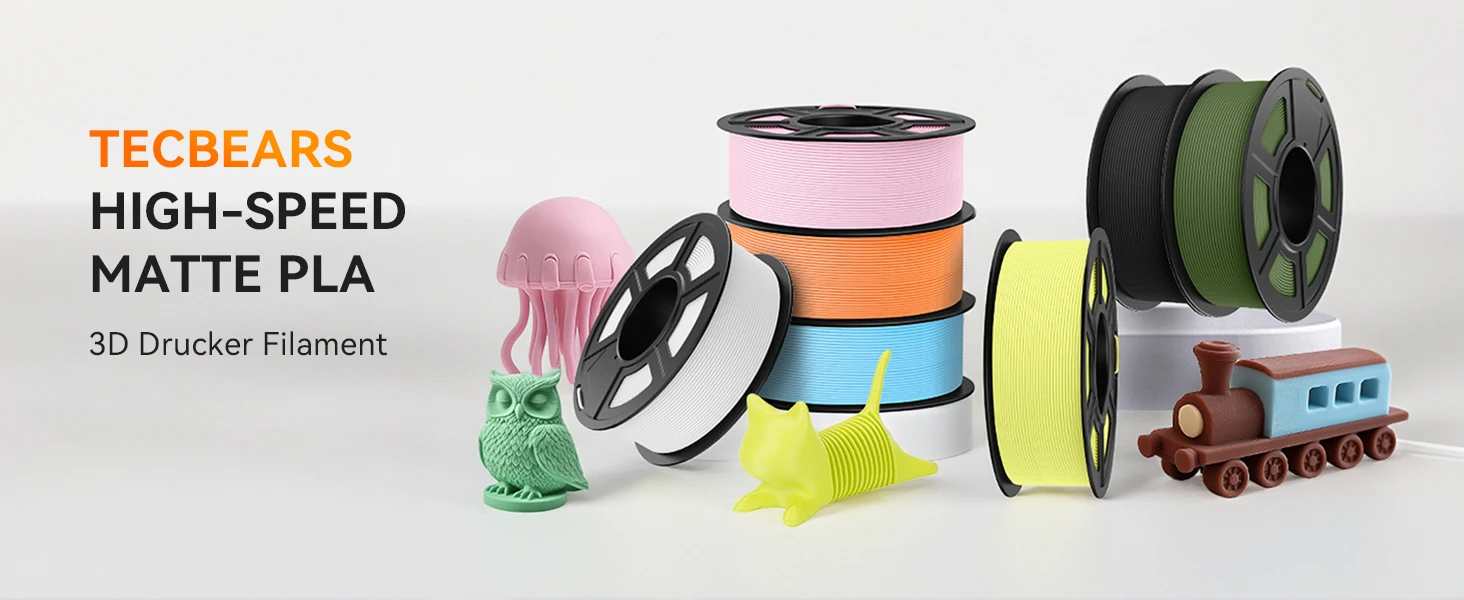 JAYO High Speed Matte PLA 5Rolls 3D Printer Filaments 1.75mm Mixed Color no Bubble Free FDM 3D Printer Material for 3D Printing