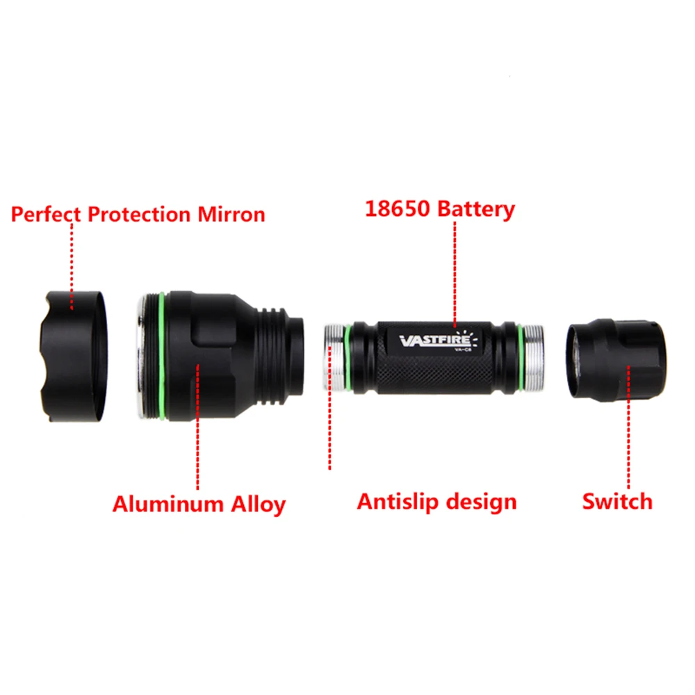 Powerful High Lumen LED Flashlight White/Red/Green Super Bright Rechargeable Portable Ultra Power Torch Outdoor Emergency use