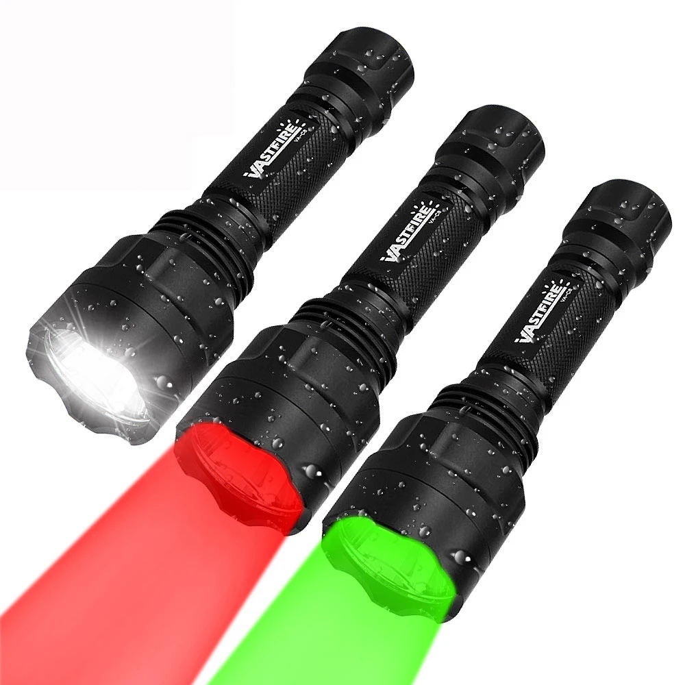Powerful High Lumen LED Flashlight White/Red/Green Super Bright Rechargeable Portable Ultra Power Torch Outdoor Emergency use