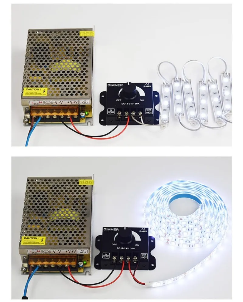 DC 12V 24V LED Dimmer Switch 30A 360W Voltage Regulator Adjustable Controller For LED Strip Light Lamp LED Dimming Dimmers