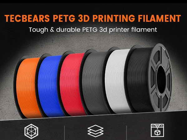 TECBEAS PETG 3D Printer Filament petg 1.75mm Neatly Wound Coloful HighToughness for 3D Filament from warehouse DIY Gift 1Rolls