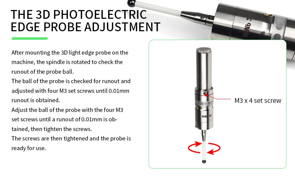 【EU】MMP25 3D Light Edge Finder with Ceramic Probe Centering Rod, to Find CNC Milling Lathe Machining Center,Accuracy 0.001mm
