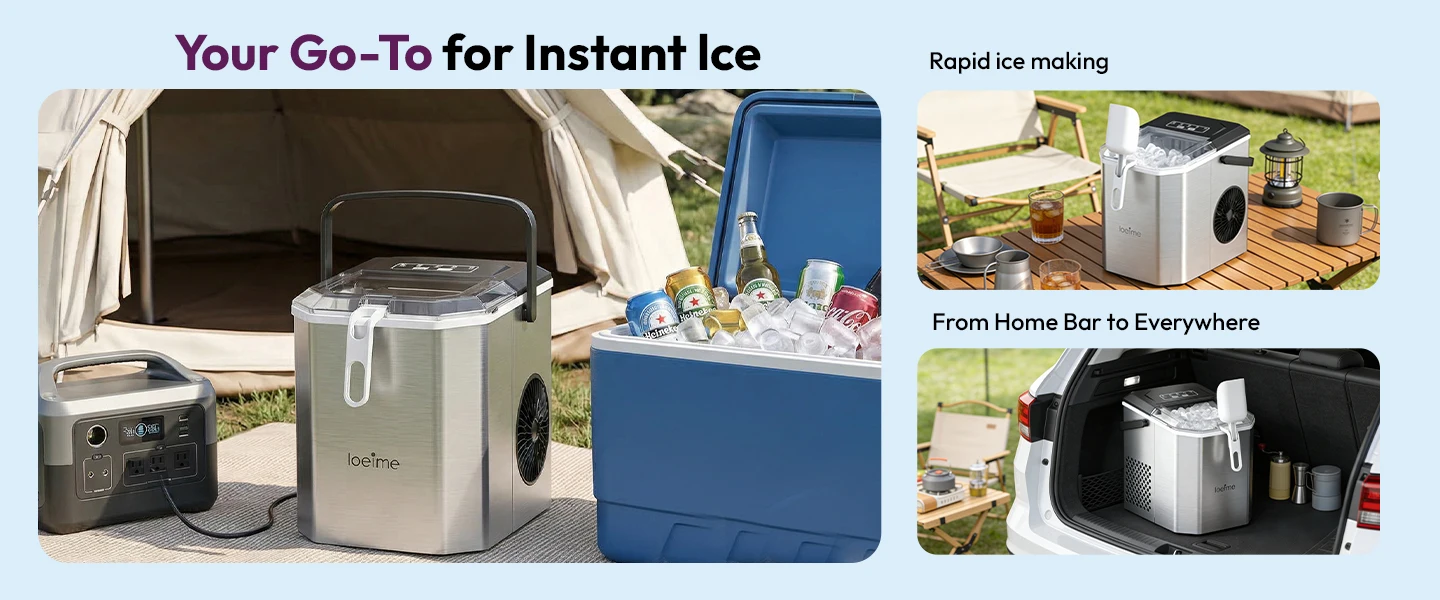 Loefme Desktop Fully Automatic Bullet Shaped Ice Maker 12kg/24h Fast Ice Making Suitable For Home Automatic Cleaning Ice Machine